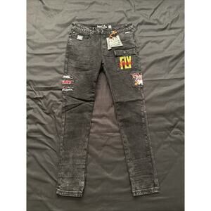 Born Fly Men’s Distressed Embroidered Denim Jeans Size 30x32 Streetwear‎